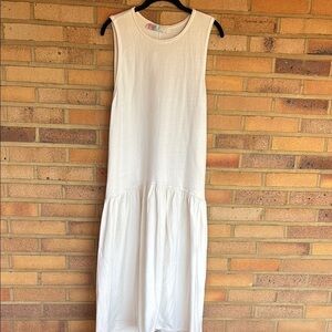 Free People Beach oversized Sleeveless Cream Maxi Sweatshirt Dress Pockets S